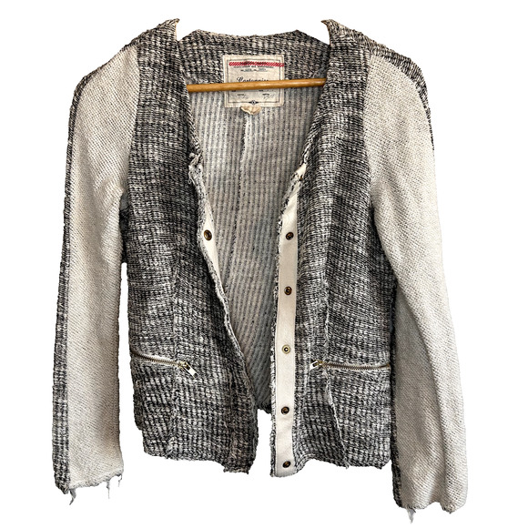 Anthropologie Cartonnier Knit Cardigan Womens M Ivory Snap Front Heavy Caridgan - Picture 2 of 9